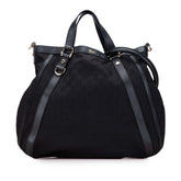 グッチ GGキャンバス ハンドバッグ ショルダーバッグ 2WAY 130734 ブラック キャンバス レザー レディース GUCCI 【中古】
